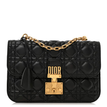 CHRISTIAN DIOR Lambskin Cannage Large Dioraddict Flap Bag Black
