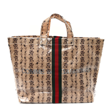 GUCCI X COME DE GARCONS Plastic Web Floral Paper Shopper Tote
