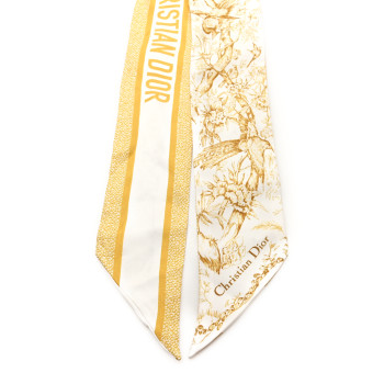 CHRISTIAN DIOR Silk Floral Mitzah Scarf Yellow