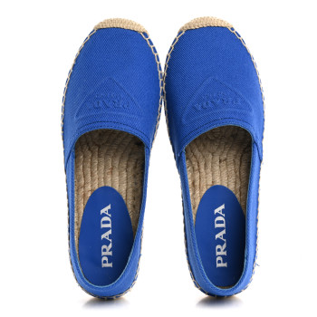 PRADA Canvas Triangle Logo Espadrilles 35 Azzurro
