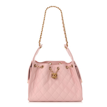 CHANEL Caviar Quilted Small Chanel 25 Handbag Light Pink