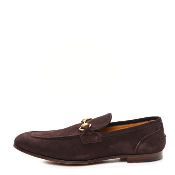 GUCCI Suede Horsebit Mens Jordaan Loafers 8.5 Brown
