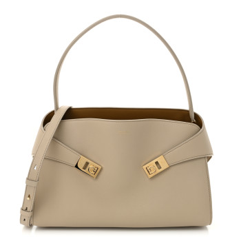 SALVATORE FERRAGAMO Calfskin Medium Hug Bag Stone Burnt Orcher