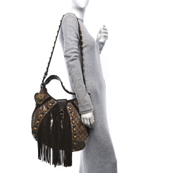 GUCCI Crystal Monogram Fringe Babouska Hobo