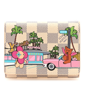 LOUIS VUITTON Damier Azur 2021 Christmas Animation Hollywood Victorine Wallet Fuchsia