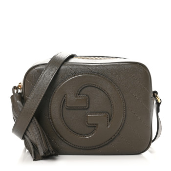 GUCCI Sakai Be Green Calfskin Diagonal Stitched Small Blondie Shoulder Bag Craclet Brown