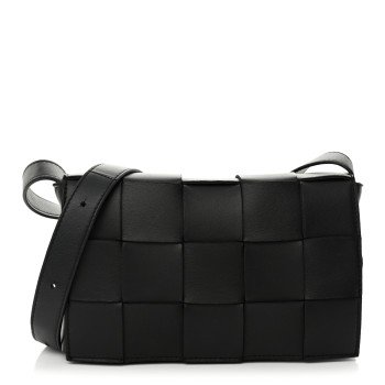 BOTTEGA VENETA Lambskin Maxi Intrecciato Cassette Crossbody Bag Black