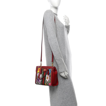 GUCCI GG Supreme Monogram Flora Web Small Ophidia Tote Bag Red