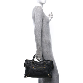 BALENCIAGA Agneau Giant 12 Gold Hardware City Black