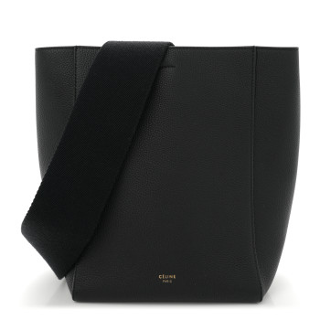 CELINE Soft Grained Calfskin Small Sangle Bucket Bag Black