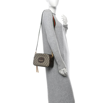 GUCCI GG Supreme Monogram Web Neo Vintage Shoulder Bag Beige New Acero Crop