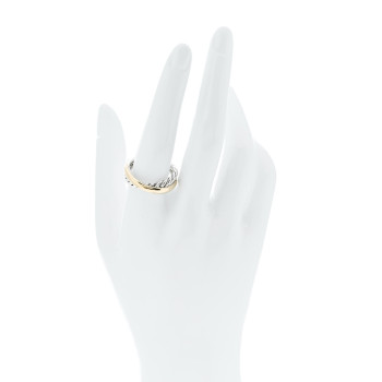 DAVID YURMAN Sterling Silver 14K Yellow Gold Crossover Two Row Ring 59 8.75