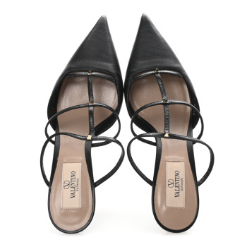 VALENTINO GARAVANI Calfskin Rockstud 60mm Wispy Mules 35 Black