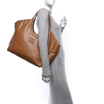 MIU MIU Nappa Large Ivy Tote Bag Cognac