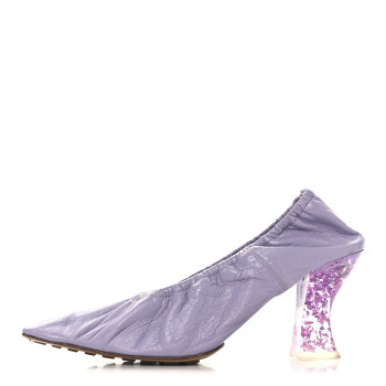 BOTTEGA VENETA Crushed Nappa Glitter Plexiglass Almond Pumps 40 Lilac