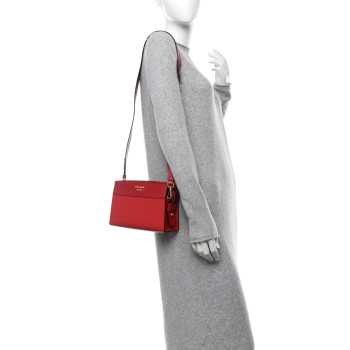 PRADA Saffiano City Calfskin Esplanade Crossbody Bag Rosso