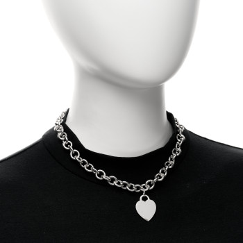 TIFFANY Sterling Silver Heart Tag Pendant Necklace