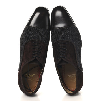 CHRISTIAN LOUBOUTIN Calfskin Tresse Provence Veau Velours Mens AC Greggo Flat Oxfords 42 Dark Brown