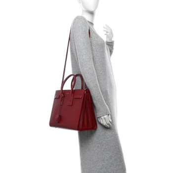 SAINT LAURENT Calfskin Small Sac De Jour Oxblood