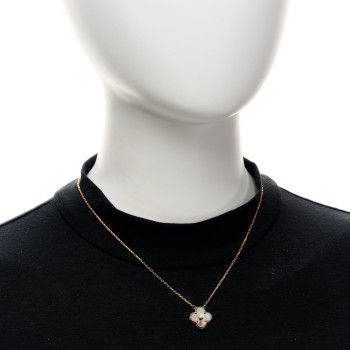 VAN CLEEF & ARPELS 18K Rose Gold Diamond Grey Mother of Pearl Vintage Alhambra Pendant Necklace