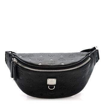 MCM Calfskin Ottomar Monogram Belt Bag Black