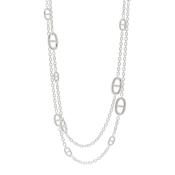 HERMES Sterling Silver Farandole Necklace 120