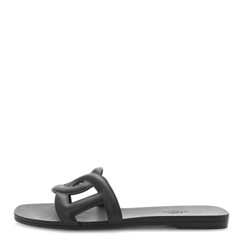 HERMES Rubber Aloha Sandals 39 Black