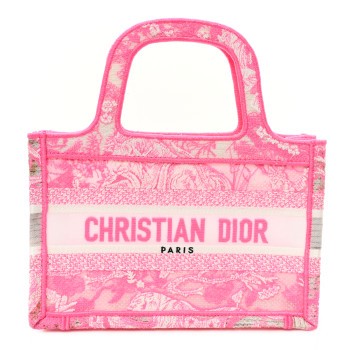 CHRISTIAN DIOR Canvas Embroidered Mini Toile De Jouy Book Tote Pink
