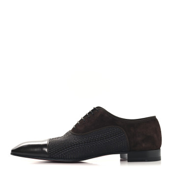 CHRISTIAN LOUBOUTIN Calfskin Tresse Provence Veau Velours Mens AC Greggo Flat Oxfords 42 Dark Brown