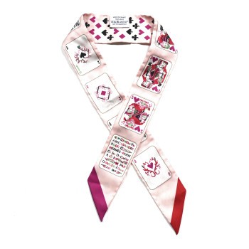 HERMES Silk Jeu de Cartes Twilly Rose Nacre Fuchsia Rouge