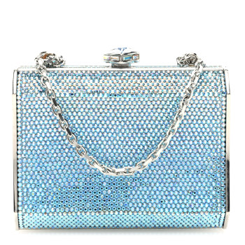 JUDITH LEIBER Swarovski Crystal Minaudiere Clutch Blue