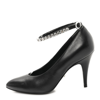 GUCCI Malaga Kid Crystal Pumps 37 Black