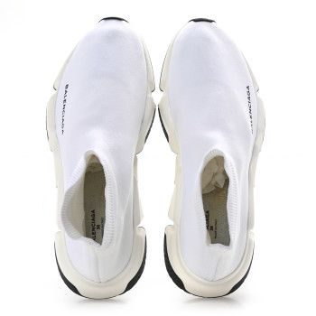 BALENCIAGA Neoprene Knit Womens Speed Sneakers 38 White