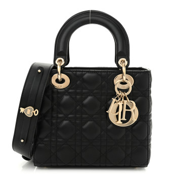 CHRISTIAN DIOR Lambskin Cannage Small Lucky Badges My Lady Dior Black