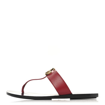 GUCCI Calfskin GG Marmont Thong Sandals 36.5 Red