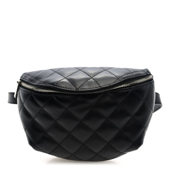 CHANEL Calfskin Quilted Waist Belt Bag Black