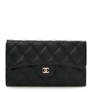 CHANEL Caviar Quilted Large Flap Wallet Black