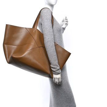 LOEWE Shiny Calfskin XXL Puzzle Fold Shoulder Bag Oak