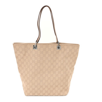 GUCCI Monogram Bucket Tote Beige