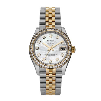 ROLEX Stainless Steel 18K Yellow Gold Diamond Bezel Mother of Pearl 31mm Oyster Perpetual Datejust Watch 278383RBR