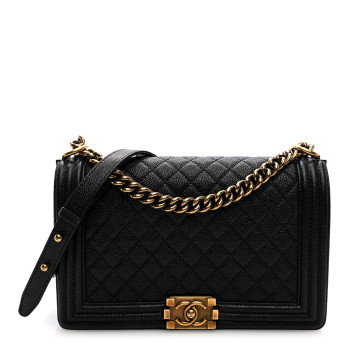 CHANEL Caviar Quilted New Medium Boy Flap Black