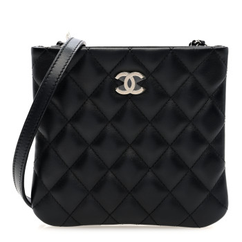 CHANEL Lambskin Quilted Crossbody Bag Black