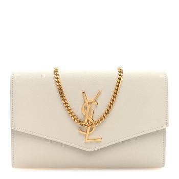 SAINT LAURENT Grain De Poudre Monogram Uptown Chain Wallet Crema Soft