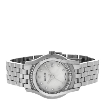 GUCCI Stainless Steel Diamond Bezel Mother of Pearl 27mm 5500L Quartz Watch