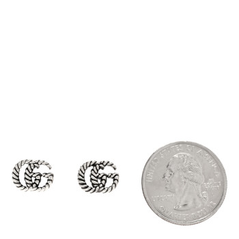 GUCCI Sterling Silver Torchon Double G Earrings