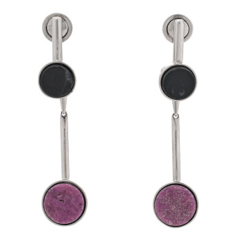 CHRISTIAN DIOR Metal Marble Drop Earrings Pink Black
