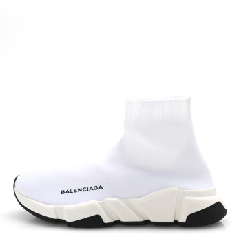 BALENCIAGA Neoprene Knit Womens Speed Sneakers 38 White