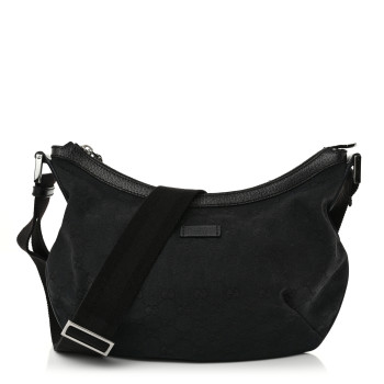 GUCCI Monogram Medium Half Moon Hobo Black
