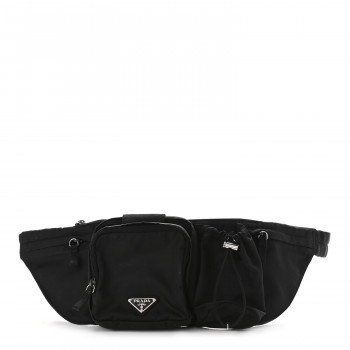 PRADA Nylon Metal Triple Pocket Belt Bag Black 977057