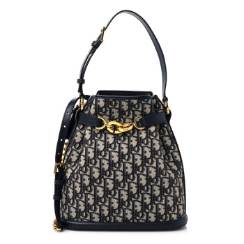 CHRISTIAN DIOR Oblique Calfskin C'est Dior Cannage Bucket Bag Blue